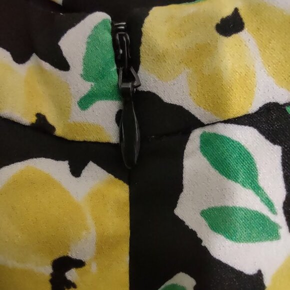 ANN TAYLOR BOLD YELLOW GREEN WATERCOLOR FLORAL PRINT ON BLACK MAXI DRESS SIZE 14 - Picture 6 of 12